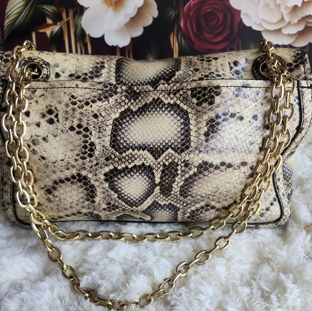 Tory Burch Elise Snake Skin Shoulder Bag - Picture 2 of 14
